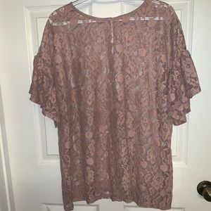 UK 22 Next Pink Floral Lace Sheer Top